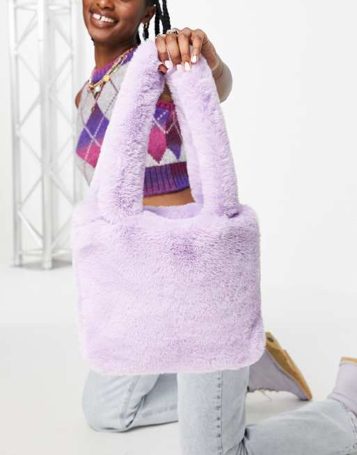  ASOS DESIGN - Mini tote van lila imitatiebont 