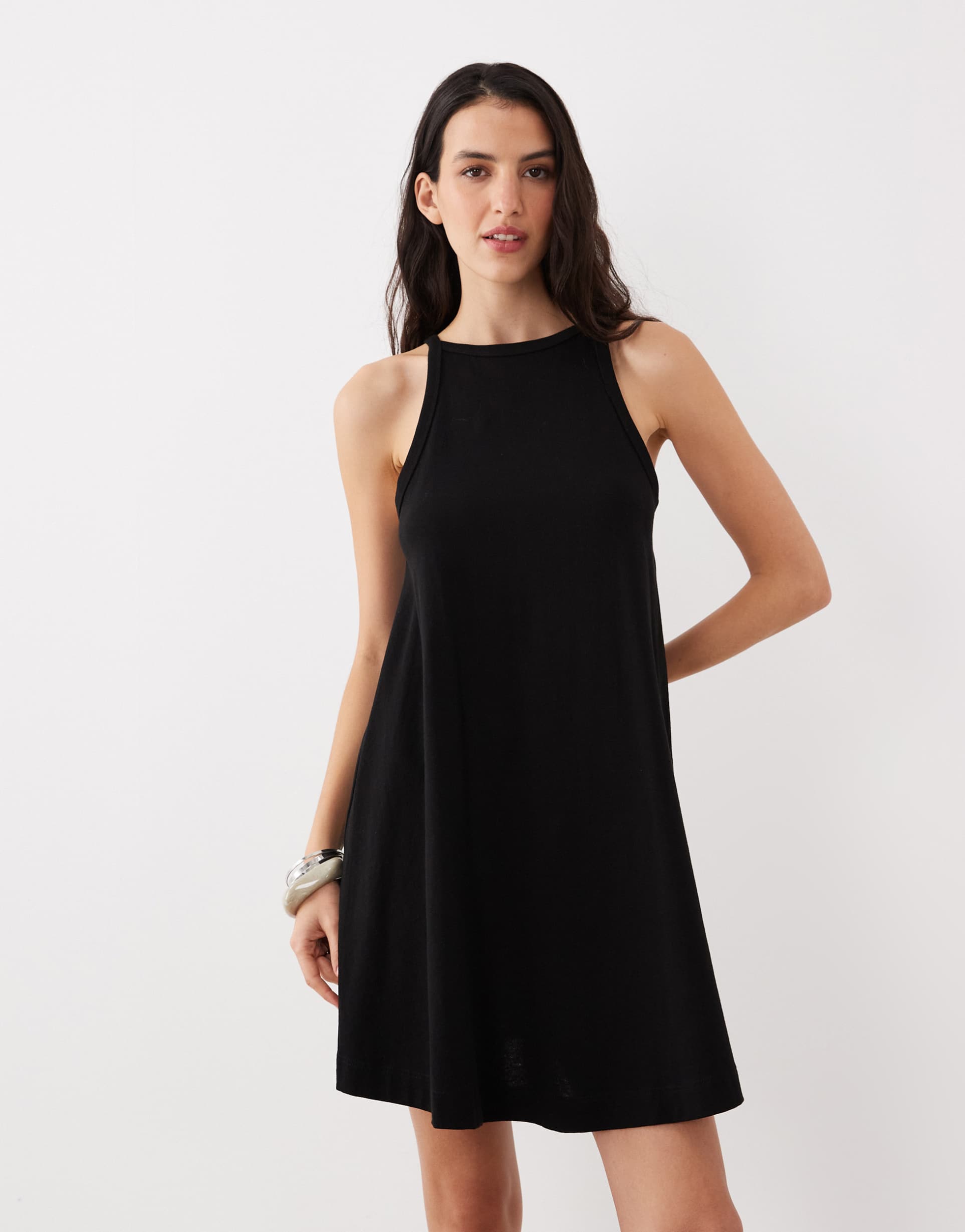 asos design mini trapeze dress in black