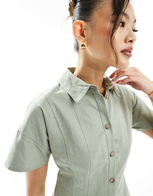 Asos green shirt dress hotsell