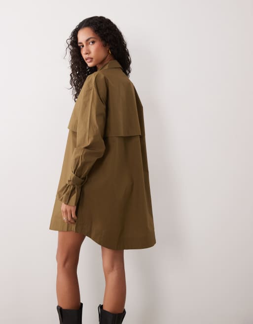 ASOS DESIGN - Mini utility trench-overhemdjurk in donker olijfgroen, 4 van 4