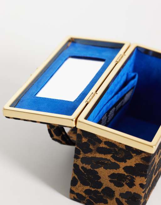 ASOS DESIGN mini vanity case clutch bag in leopard, 3 of 4