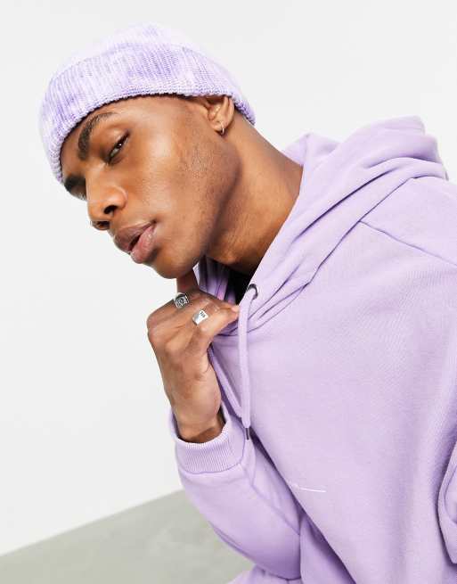 ASOS DESIGN - Mini vissersbeanie met tie-dye effect in paars