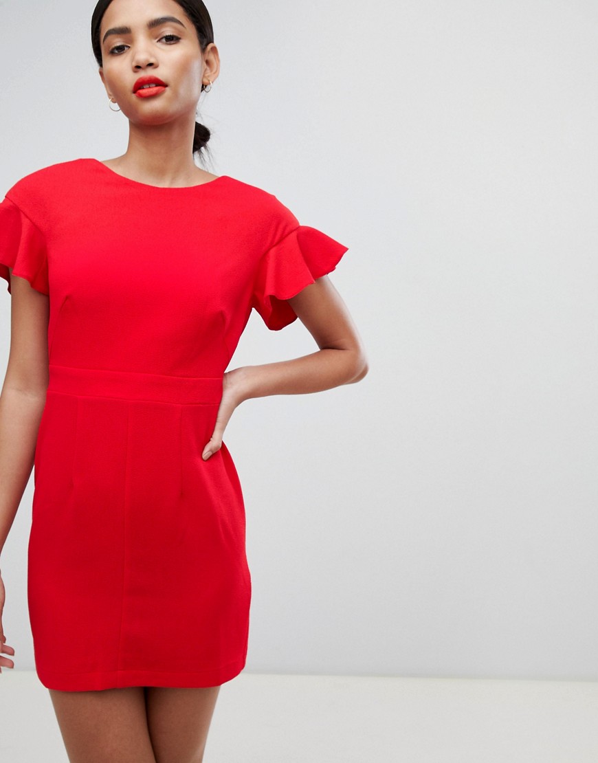 ASOS DESIGN - Mini-wiggle-kjole med store ærmer-Rød