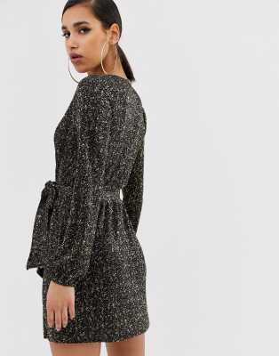 asos gold wrap dress