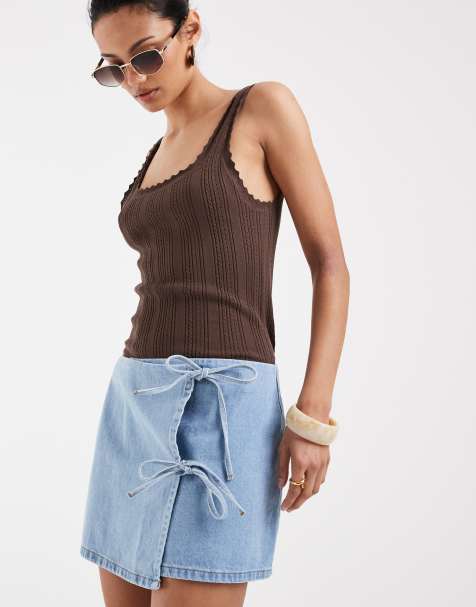 ASOS DESIGN mini wrap skirt in denim - view 1