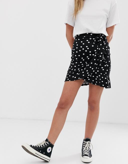 Polka dot 2024 wrap mini skirt