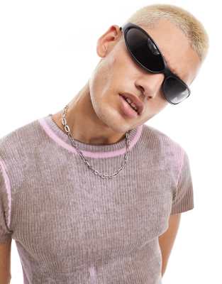 ASOS DESIGN ASOS DESIGN mini wrap sunglasses with smoke lens in black