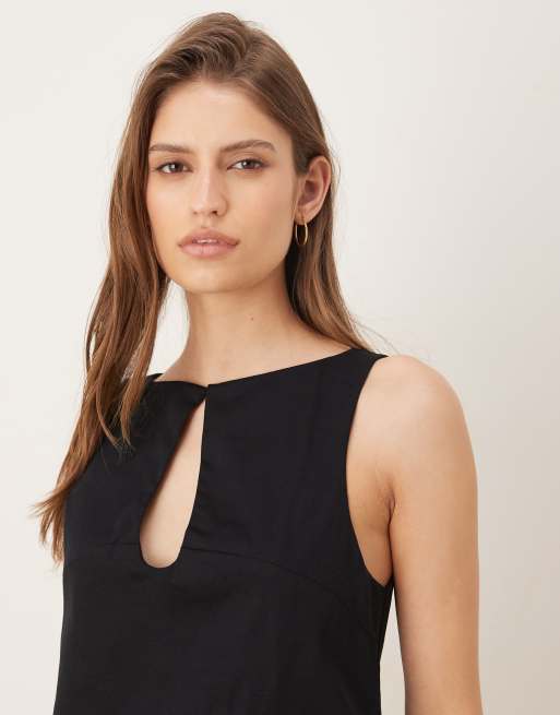 ASOS DESIGN - Mini-zonnejurk met rechte hals en uitsnijding in zwart , 4 van 4
