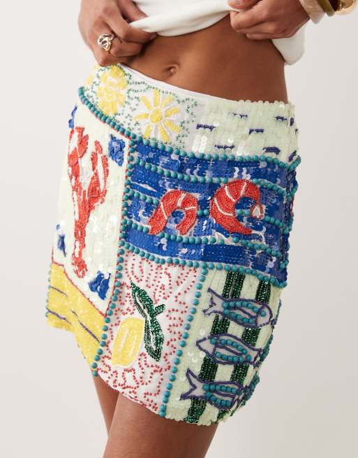 ASOS DESIGN - Minifalda con adornos de langosta, 3 de 5