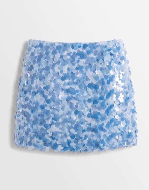 ASOS DESIGN - minifalda de lentejuelas en capas en turquesa, 7 de 9