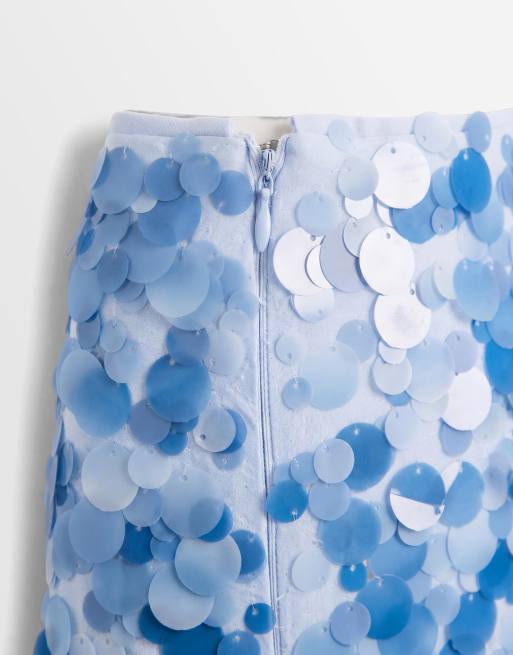 ASOS DESIGN - minifalda de lentejuelas en capas en turquesa, 8 de 9