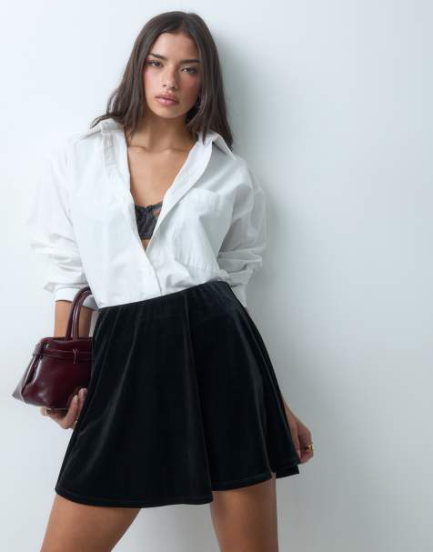 ASOS DESIGN minifalda de terciopelo negra - view 1