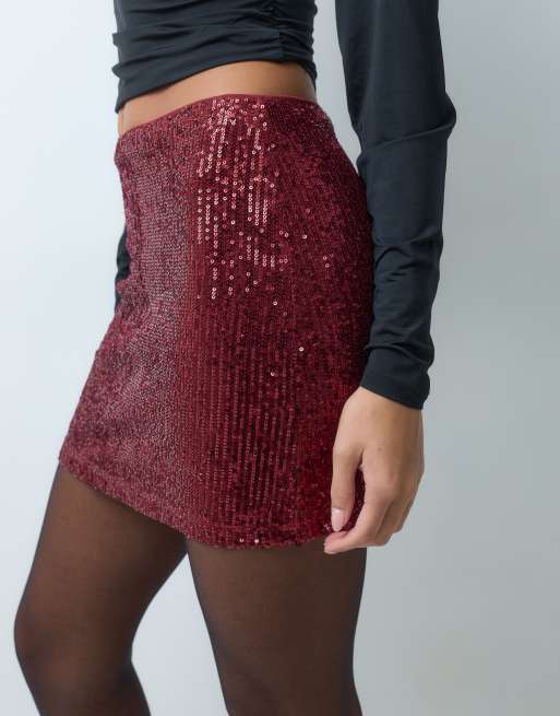 ASOS DESIGN minifalda micro mini de lentejuelas en color baya, 5 de 5