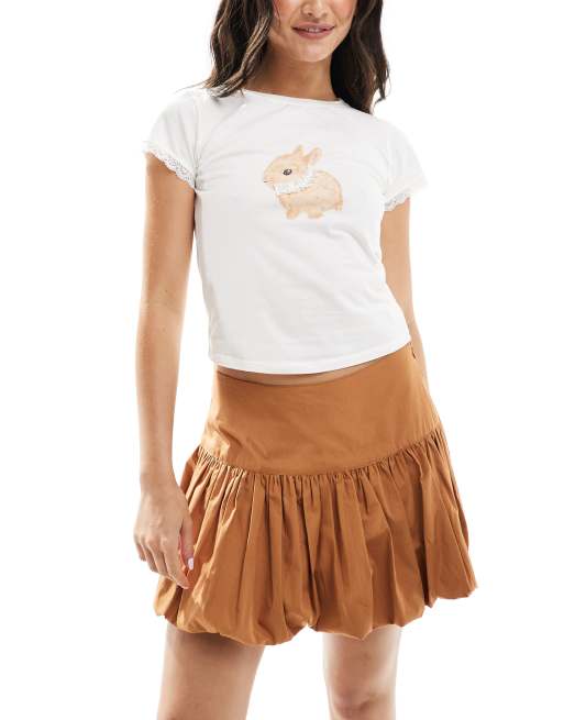 ASOS DESIGN - Minigonna a palloncino color senape con vita scesa