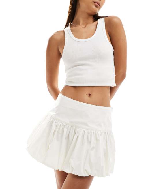 ASOS DESIGN - Minigonna a palloncino con vita scesa color bianco sporco