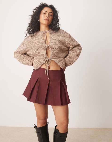 ASOS DESIGN - Minigonna a pieghe bordeaux - view 1