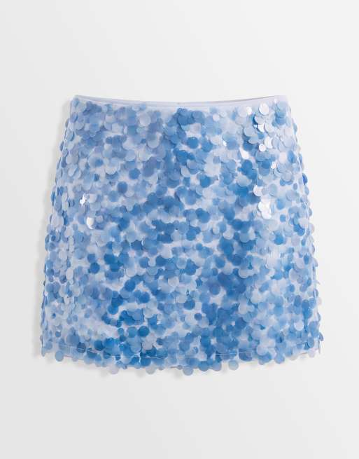 ASOS DESIGN minigonna a strati con paillettes turchese, 6 di 9