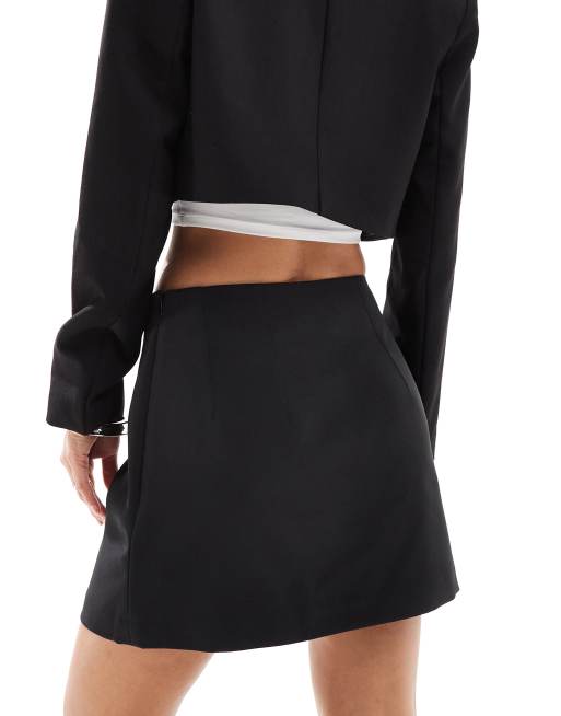 ASOS DESIGN - Minigonna a vita alta sartoriale nera, 2 di 5