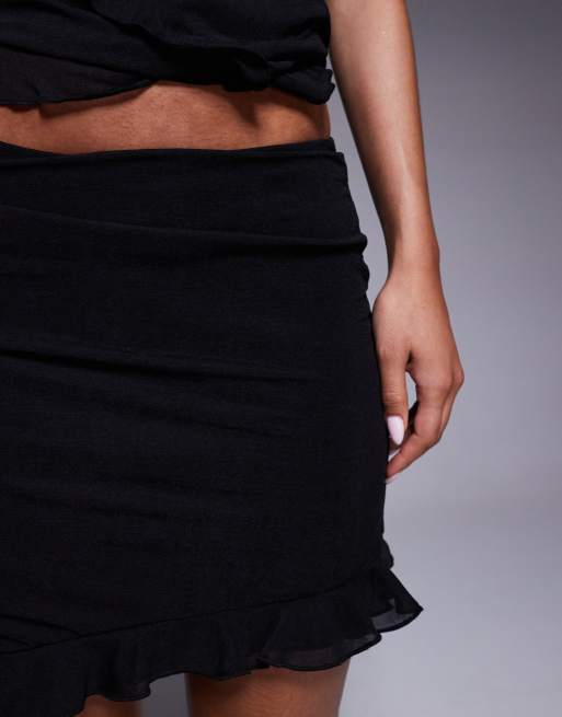ASOS DESIGN - Minigonna asimmetrica nera in rete con volant in coordinato, 5 di 5