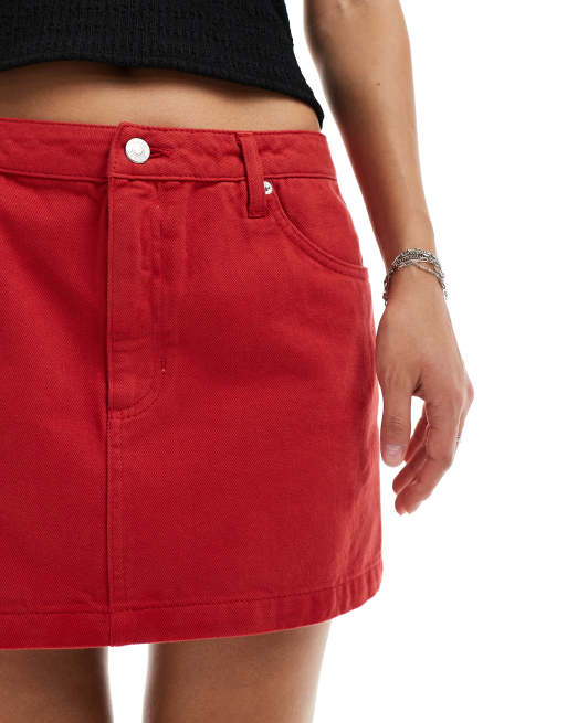 ASOS DESIGN Minigonna di jeans rossa