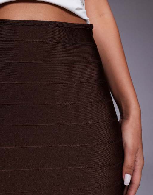 ASOS DESIGN - Minigonna fasciante a pannelli color cioccolato, 3 di 5