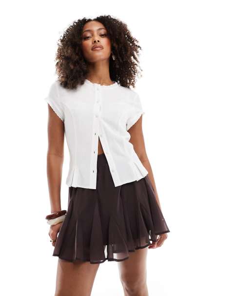 ASOS DESIGN - Minigonna godet marrone in chiffon - view 1