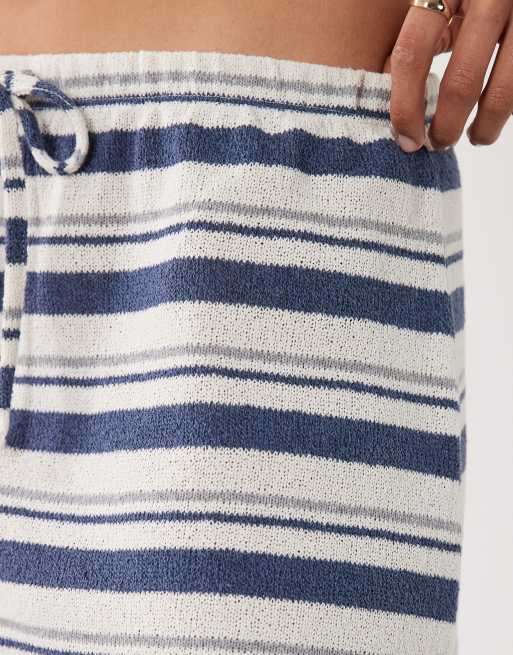 ASOS DESIGN - Minigonna in jersey blu e crema a righe in coordinato, 3 di 5