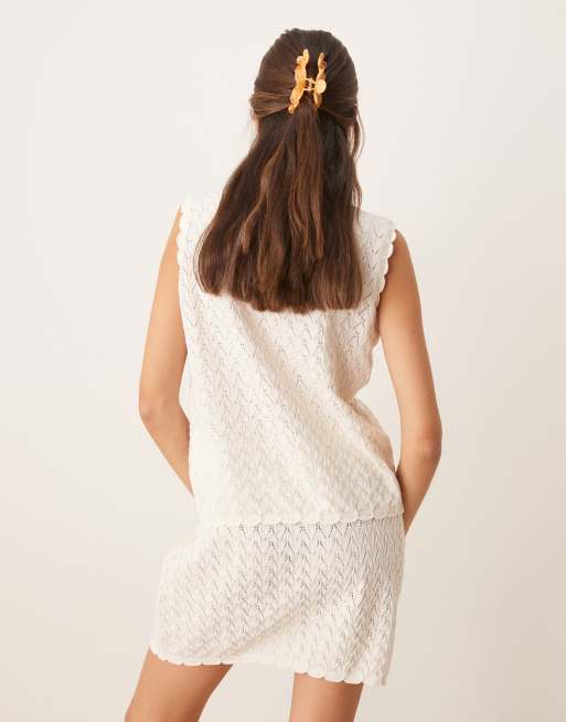ASOS DESIGN - Minigonna in maglia all'uncinetto écru in coordinato, 5 di 5