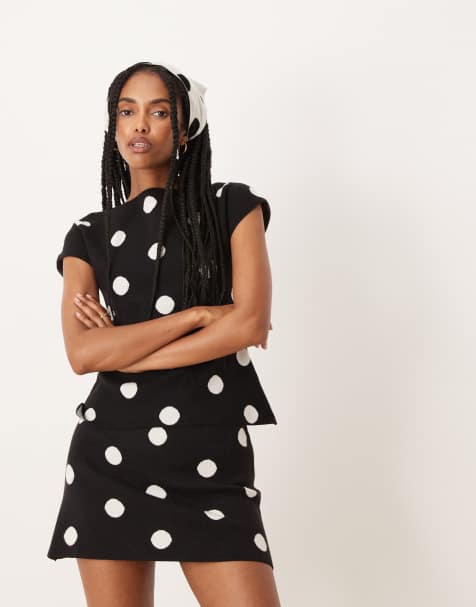 ASOS DESIGN - Minigonna in maglia soffice a pois in coordinato - view 1