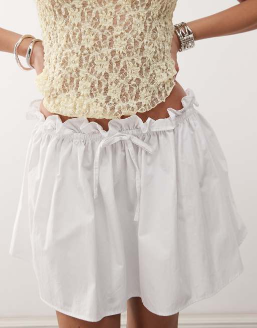 ASOS DESIGN - Minigonna in popeline bianca a vita bassa, 5 di 5