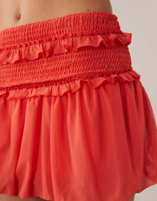 ASOS DESIGN - Minigonna in rete arricciata rosa in coordinato, 3 di 5