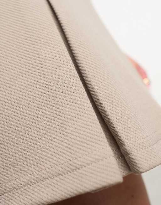 ASOS DESIGN - Minigonna in twill a pieghe color pietra in jersey, 3 di 4