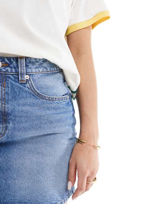ASOS DESIGN - Minigonna lavaggio medio a vita alta, 5 di 5