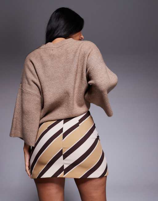 ASOS DESIGN - Minigonna marrone a righe, 3 di 5