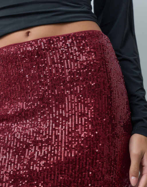 ASOS DESIGN minigonna micro con paillettes color berry, 2 di 5