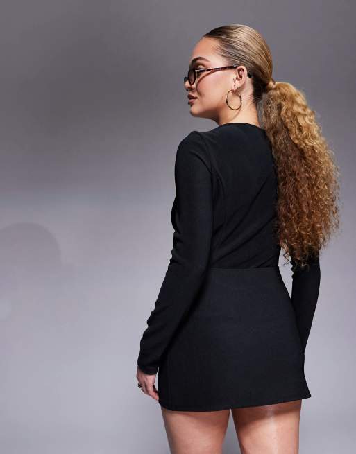 ASOS DESIGN - Minigonna molto corta a vita bassa nera in coordinato, 4 di 5