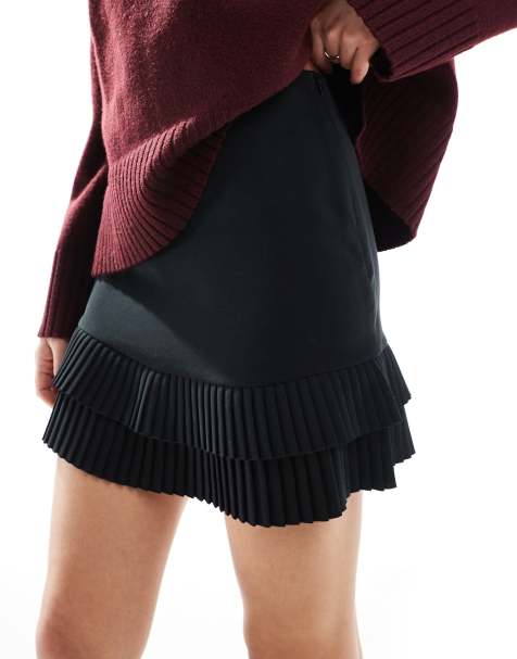 ASOS DESIGN - Minigonna nera a pieghe doppie - view 1