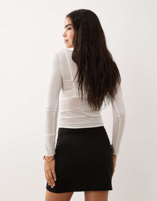 ASOS DESIGN - Minigonna nera con spacco, 4 di 5