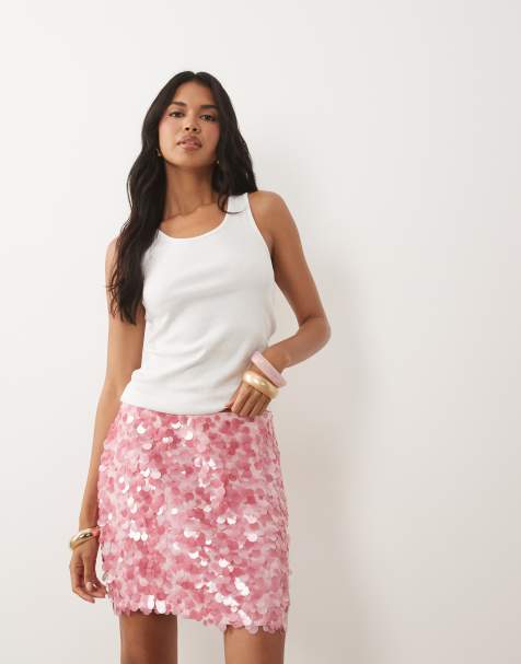 ASOS DESIGN - Minigonna rosa con paillettes a strati - view 1