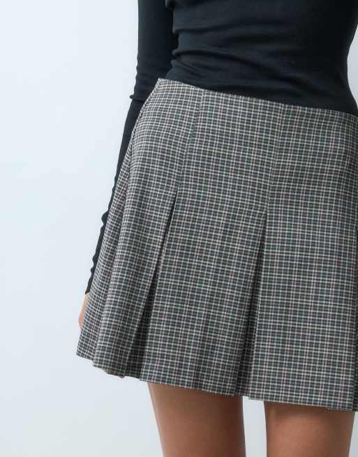 ASOS DESIGN - Minigonna sartoriale a pieghe grigia a quadri, 2 di 5