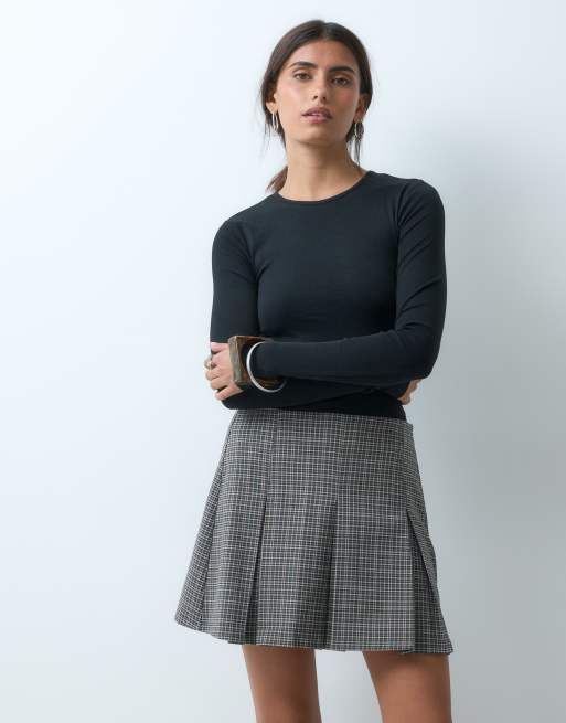 ASOS DESIGN - Minigonna sartoriale a pieghe grigia a quadri, 5 di 5