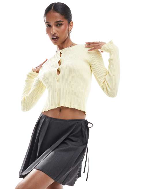 ASOS DESIGN - Minigonna sartoriale avvolgente a pieghe grigia, 3 di 5