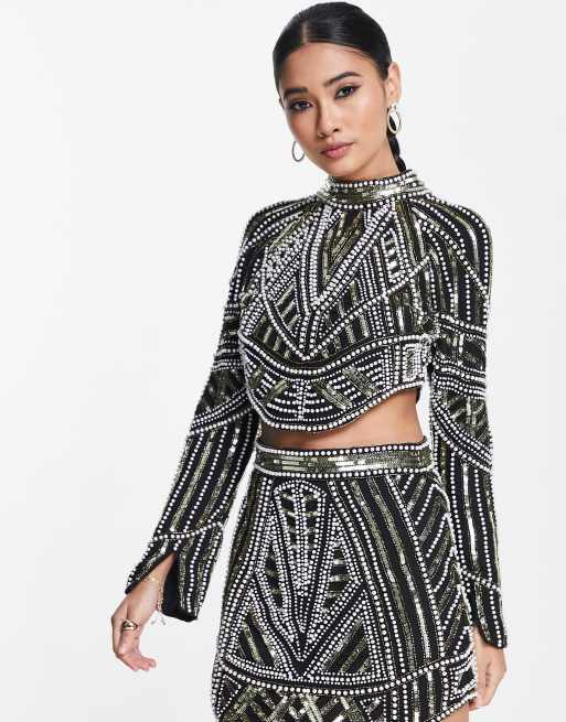 ASOS DESIGN – Minikjol med pärl- och paljettutsmyckningar, del av set, 3 av 4