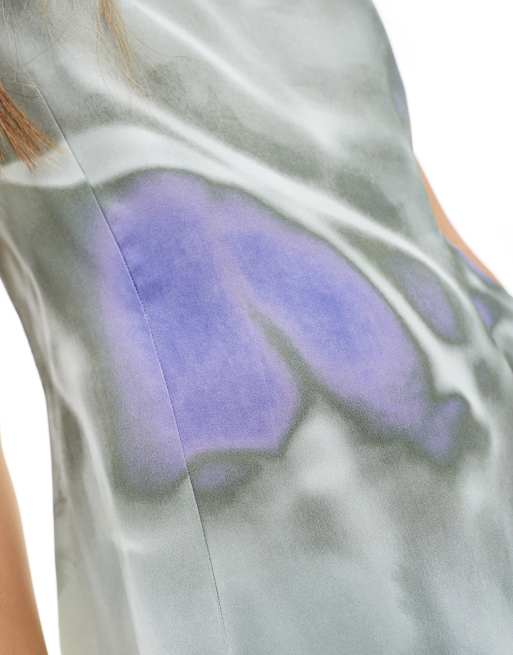ASOS DESIGN - Minikjole i satin med lav ryg og sløret print, 3 af 4