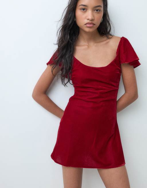 ASOS DESIGN minikjole med dyb rund hals i velour, 4 af 5