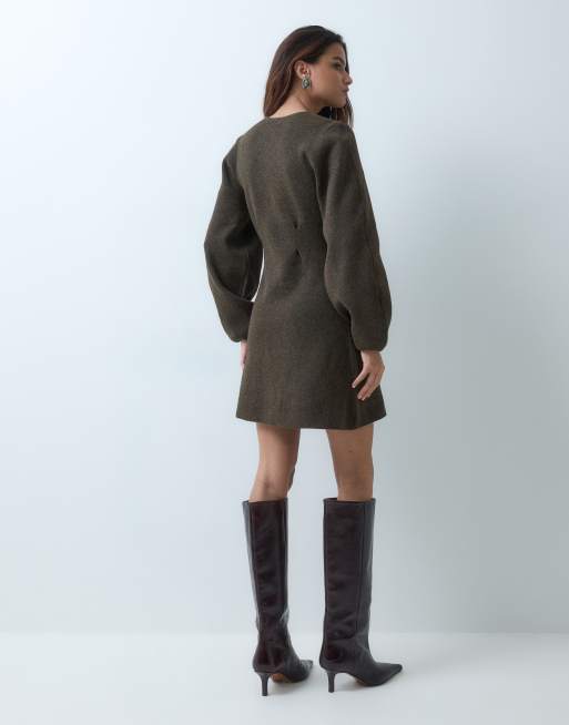 ASOS DESIGN minikjole med markeret talje i chokolade, 4 af 4