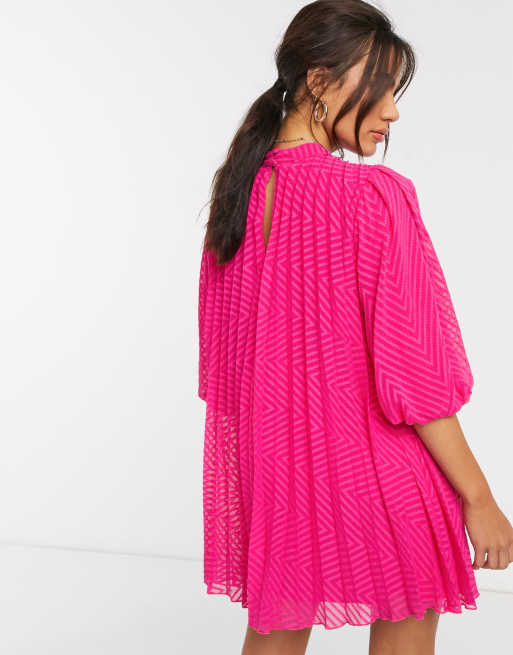 ASOS DESIGN - Minikjole med pufærmer i hot pink, 2 af 4