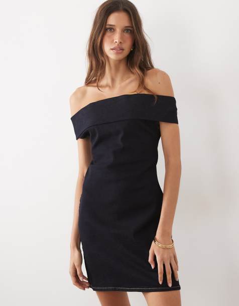 ASOS DESIGN – Miniklänning i denim med bardotringning - view 1