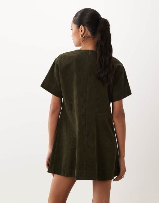 ASOS DESIGN miniklänning i manchester med t-shirtmodell i grönt, 4 av 4
