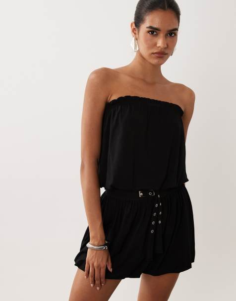 ASOS DESIGN miniklänning med bandeau och skärp i svart - view 1